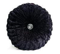 (Black) Round Cushion Crushed Velvet Diamante Chic Filled