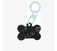 Black Round Dot Pattern Printing Acrylic Dog Bone Ornament,Dog Tags Personalized Pet Ornament, Key Chain Bone Shaped Id Tags