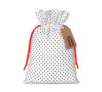 Black Round Dot Printing Fashion Bag Lightweight Drawstring Pouch With Kraft Tag For Christmas Halloween
