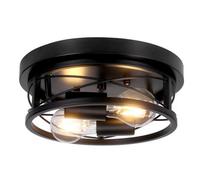 Black Round E27 Two Way Flush Ceiling Light For Living Room Bathroom Kitchen Hallway