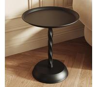 Black Round End Table Matte Accent Coffee Table for Small Spaces Pedestal Side Table for Living Room Bedroom & Sofa Corners Stylish & Functional