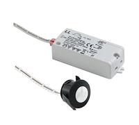 Black Round Fascia PIR Sensor Switch | Head Diameter 24.3mm | 240 Volts | 250W Max Load | Adjustable Time Delay | 2.5M Range | 1.5M Cable