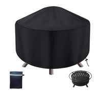 Black Round Fire Pit Cover Outdoor Fire Pit Cover Round with Drawstring Waterproof Dustproof for Round Gas Firepit Covers Fire Tables Fire Bowls Fireplace Covers (29in*19.6in)