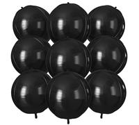 Black Round Foil Balloons 9 pcs,Black Giant 4D Round Balloons 22 Inch for Wedding Graduation Anniversary Baby Shower Birthday Party Decorations