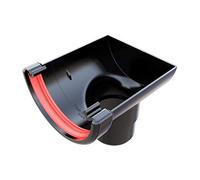 Black Round Gutter Stop End Outlet, Freeflow 112mm Rain Water Systems