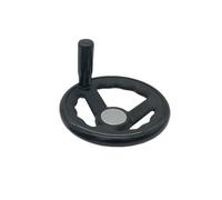 Black Round Hand Wheel with Revolving Handle, 100mm Power Lathe 3 Spoke Replacement Handle for Lathe Milling Machine