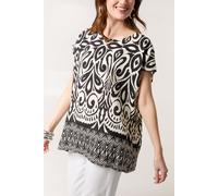 Black Round Neck Top With Abstract Print Blue Vanilla Black M
