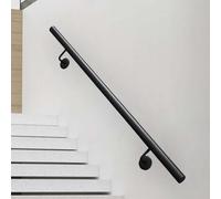 Black Round Pipe Staircase Handrail, 30-600cm Staircases Railing Support Rod Industrial Metal Wrought Iron Hand Rails for Kindergarten/Step/Deck/Villa(9ft/270cm)
