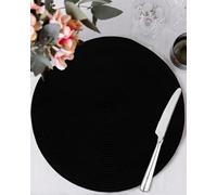 Black Round Placemats 1 PC, Solid Color Place Mats Woven Placemat Circle Braided Table Mat for Kitchen Dining Table Party Home Decor 13 Inch