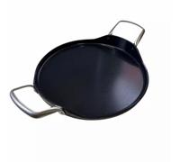 Black Round Plancha Griddle Grill Pan 28cm /11'' Ceramic Non-Stick PFAS PFOA Free, Works on Gas, Ceramic, Electric & Induction Cooktops