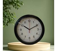 Shop4allsorts Black quartz wall clock - round battery operated clock - 24cm - minimalistic classic office bedroom kitchen clock.