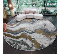 Black Round Rugs 100cm, Abstract Circle Rug for Living Room with Non Slip Backing Washable Rug for Bedroom, Soft Swirl Texture Printed Carpet for Living Room Kid’s Room Nursery