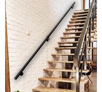 Black Round Staircase Handrail 30-600cm Metal Staircase Railing BracketsWall Mounted Support Bar Rails for Home Garden Corridor Lofts Kindergarten Guardrail(16.4ft/500cm)