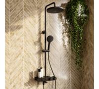 Black Round Thermostatic Mixer Shower Set with Bath Filler Spout - Mika