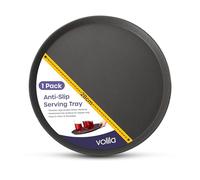 Black Round Tray - 28cm (1 Pack) Rubberized Round Trays for Food Serving and Drinks - Dishwasher Safe Non Slip Tray for Parties, Gatherings, Bars, Restaurants, and Home Use
