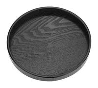 Black Round Tray 30cm 11.81inch Single Round Bar Tray Wooden Coffee Snack Food Meals Transfer Tea Coffee Snack Food Meals Serving Plate for Table Dishes Fruits Breakfast Restaurant Hotel