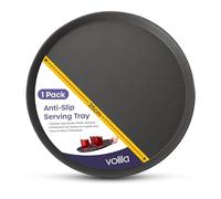 Black Round Tray - 35cm (1 Pack) Rubberized Round Trays for Food Serving and Drinks - Dishwasher Safe Non Slip Tray for Parties, Gatherings, Bars, Restaurants, and Home Use