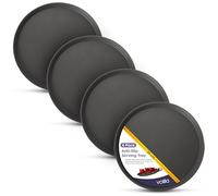 Black Round Tray - 35cm (4 Pack) Rubberized Round Trays for Food Serving and Drinks - Dishwasher Safe Non Slip Tray for Parties, Gatherings, Bars, Restaurants, and Home Use