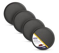Black Round Tray - 35cm (4 Pack) Rubberized Round Trays for Food Serving and Drinks - Dishwasher Safe Non Slip Tray for Parties, Gatherings, Bars, Restaurants, and Home Use