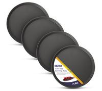 Black Round Tray - 40cm (4 Pack) Rubberized Round Trays for Food Serving and Drinks - Dishwasher Safe Non Slip Tray for Parties, Gatherings, Bars, Restaurants, and Home Use