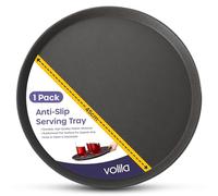 Black Round Tray - 45cm (1 Pack) Rubberized Round Trays for Food Serving and Drinks - Dishwasher Safe Non Slip Tray for Parties, Gatherings, Bars, Restaurants, and Home Use
