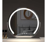 Black Round Vanity Mirror with Lights - Freestanding Makeup Mirror, 3 Color Temperatures, Perfect for Dressing Table - Enhance Your Beauty and Glamour