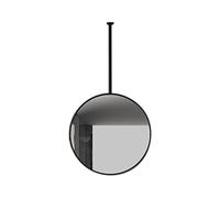 Black Round Wall Mirror with Metal Frame and Hanging Rods 60x60cm - Stylish Bathroom Bedroom Dressing Room Hotel Decor Modern Design Space-Saving Solution