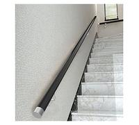 Black Round Wooden Stair Handrail with Silver Brackets Non-Slip Support Rail for Hallways & Corridors 1.4m (4.5ft) Ideal for Elderly & Children