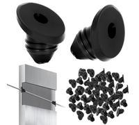 Black Rubber Cable Railing Grommets for /8", 5/32", and 3/16" Stainless Steel Wire Rope - Beveled 45° Protective Sleeve, 20×12×15 mm, 50-Pack(100PCS)