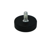 Black Rubber Coated POS Magnet Countersunk with M4 x 6mm External Thread for Retail Fixing and Holding Heavy Objects - 22mm dia x 6mm thick - 4kg Pull