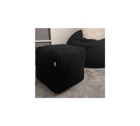 (Black) rucomfy Indoor Jumbo Cord Bean Bag Footstool - Cube Pouffe