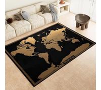 Black Rugs Living Room Retro world map Carpet for Teens Boys Grils Kids 3D Print Rug 60 x 90cm Bedroom Decor Floor Indoor Area Rugs Washable Non-Slip Pads