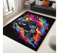 Black Rugs Living Room Washable Non Slip Area Rug 60 x 90 cm, Bedroom Kitchen Hall Lounge Office Dining Room Indoor Carpet Low PileGraffiti Cartoon Skull Sickle Carpets