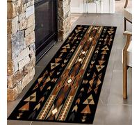 Black Runner Rug, 60x150cm, Hallway Area Rug Soft Southwestern Tribes Black Brown Short Pile Rugs, Geometric Print Indoor Mat Floor Thin Carpet Non Slip for Kitchen Dining Bedroom Room Living