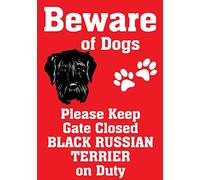 Black Russian Terrier Dog Beware of Fun Metal Sign Metal Sign 8X12 Inches