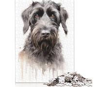 Black Russian Terrier Dog Jigsaw Puzzles Puzzles for Adults Kids. 1000 Pieces Impossible Challenge Toy Educational Game Home Decoration for Educational Games Gifts 1000pcs (75x50cm)