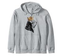 Black Russian Terrier Dog Wearing Crown Zip Hoodie