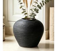 Black Rustic Farmhouse Ceramic Vase, 6.8 Inch | Vintage Large Vases, Farmhouse Vase, Pottery Clay Terracotta, Home Decor Living Room Entryway Table Centerpieces