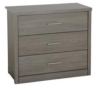 Black Rustic Oak Chest of 3 Drawers - Lisbon - Seconique