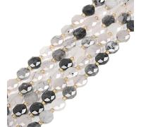 Black Rutilated Quartz 10mm Faceted Coin Disc Star of David Jewish Loose Beads DIY Jewelry Making Strand 15"