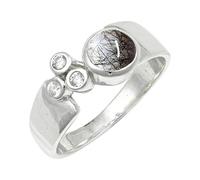 Black Rutilated Quartz Gemstone Women Silver Plated Ring C1152BL_P 1/2
