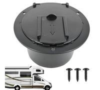 Black RV Cable Entry Shield - Circular Power Conduit Housing, Strong Lid Port, Heavy Duty Exterior Wiring Hatch Accessory, Dust Guard Panel | Tight Fit with Motorcoach Caravan Bus Conversion Camping U