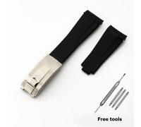 (Black-S 20mm no logo) 20mm 21mm Premium Silicone Strap For Rolex Submariner Daytona Gmt Yacht-master Series Accessories Replacement Watch Bracelet