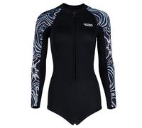 Black,S,2MM Neoprene Wetsuit for Women, Long Sleeve One Piece Shorty Surf Suit Swimsuit with Front Zip for Surfing, Swimming, Diving, UPF 50+
