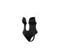 (Black, S(32)) Women Plunging Deep V-neck Body Shaper Strapless Backless Bodysuit Shapewear U Plunge Seamless Thong Full Bodysuits
