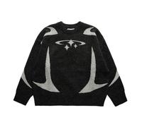 (black, S) Men's Vintage Knitwear Y2K Stars Graphic Sweaters Winter Harajuku Oversized Pullover Sweater Unisex Aesthetics Clothes For Teens