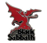 Black Sabbath Band Logo & Daemon Pin Badge in Red Black Sabbath Red One Size