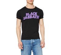Black Sabbath Men's Wavy Logo Vintage Short Sleeve T-Shirt, Black, X-Large