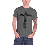 Black Sabbath T Shirt Distressed Cross Band Logo Official Unisex Grey XL
