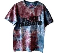 Black Sabbath T Shirt Wavy Band Logo Official Unisex Dye Wash Blue M